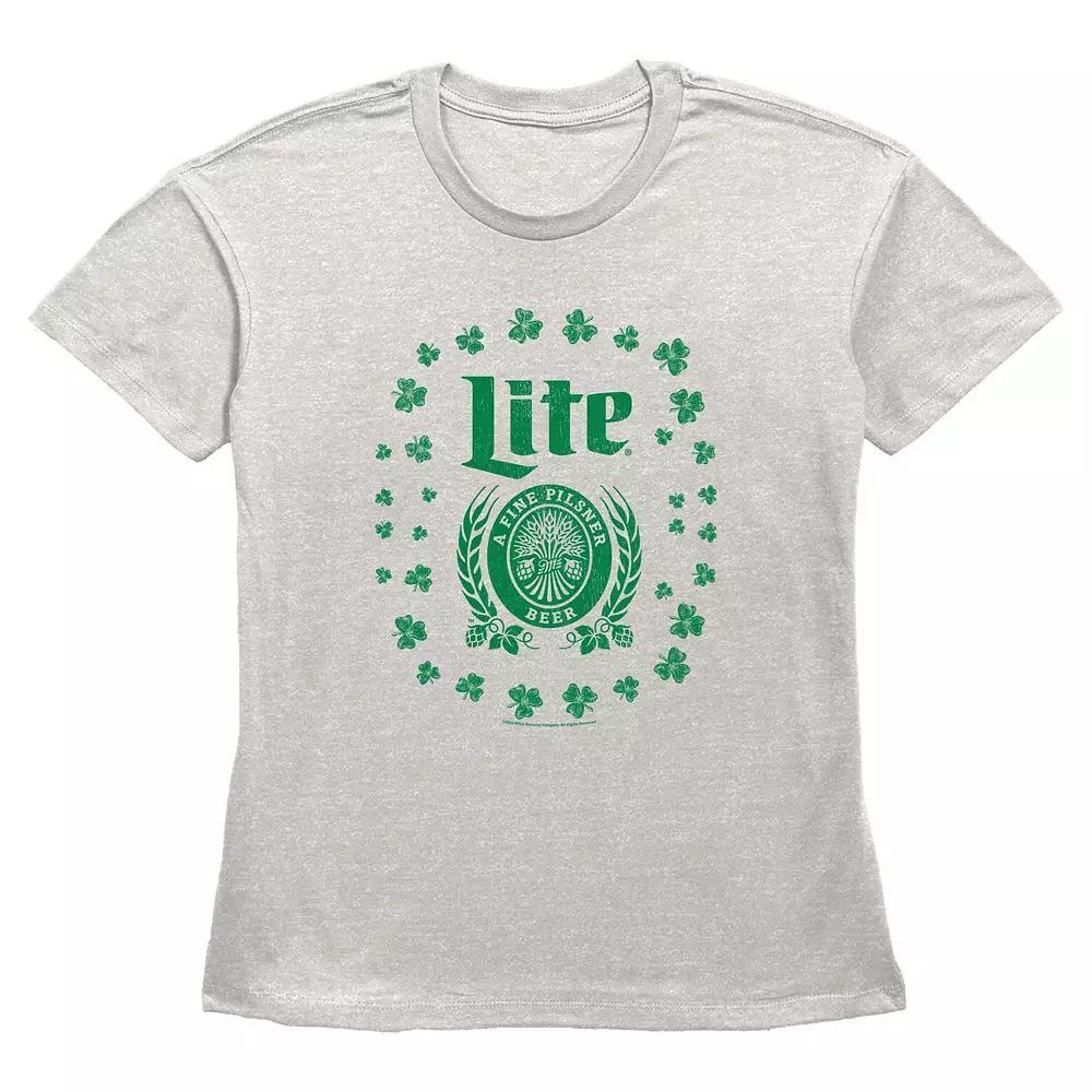 Women's Miller Lite Shamrock Logo Graphic Tee, Size: XL, Oatmeal Product Image