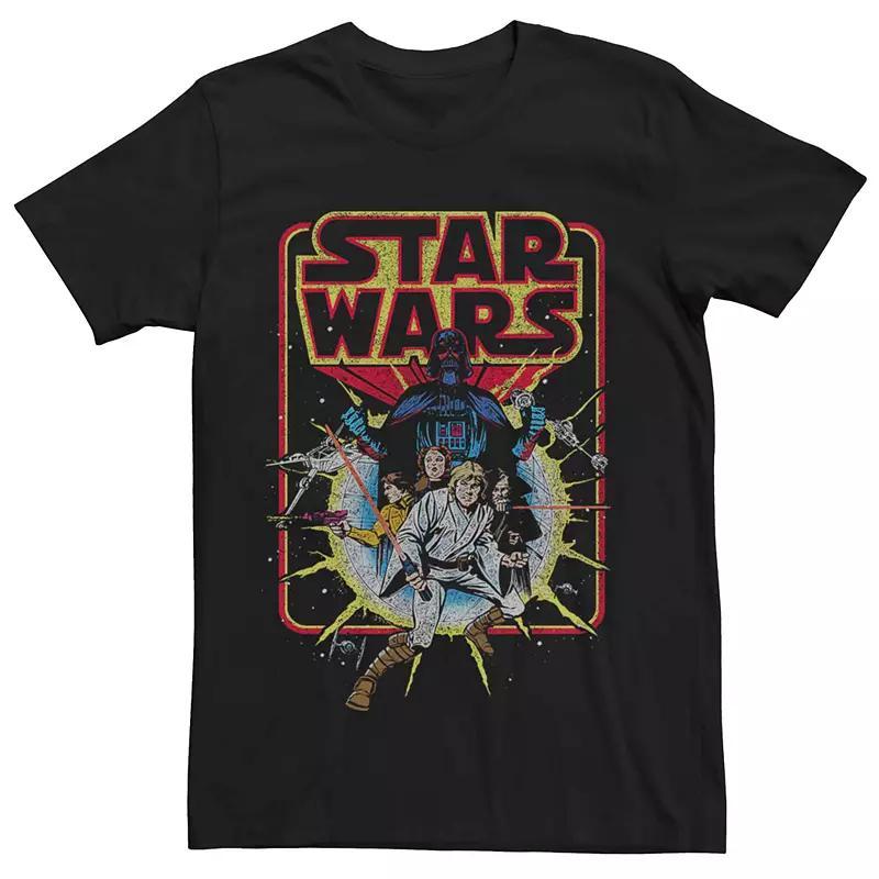 Mens Star Wars Old School Comic-Style Tee Royal Grey Product Image