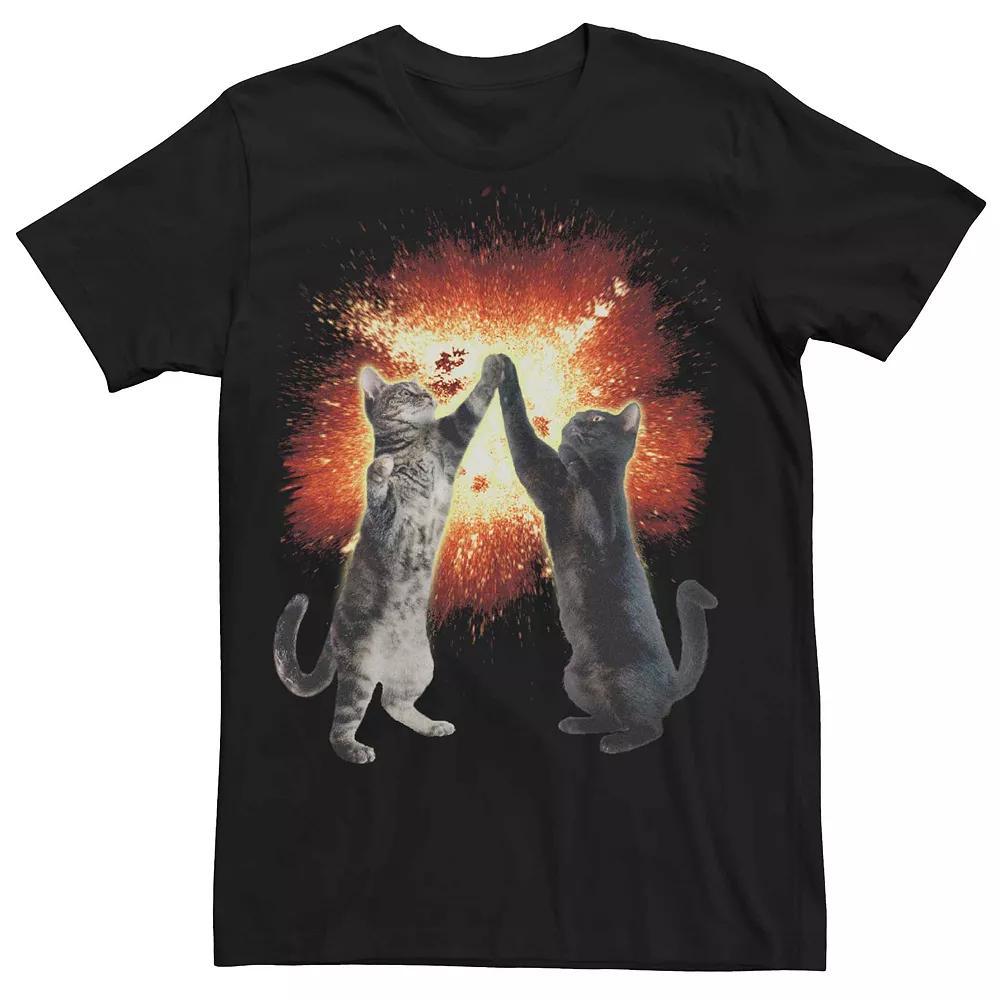 Men's Cat High Five Explosion Graphic Tee, Size: XXL, Black Product Image