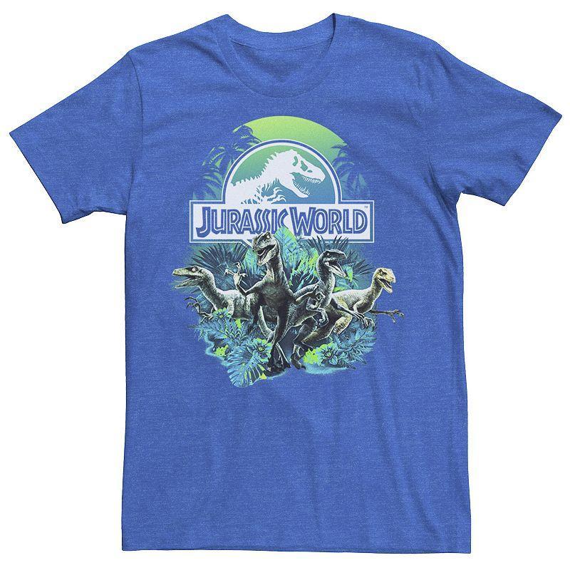 Men's Jurassic World Blue Green Jungle Velociraptor Attack Graphic Tee, Size: XXL, Black Product Image