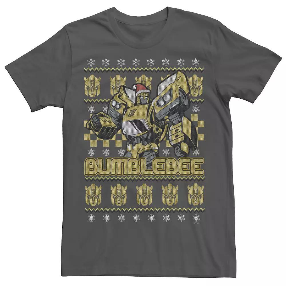 Men's Transformers Christmas Bumblebee Ugly Sweater Tee, Size: Small, Grey Product Image