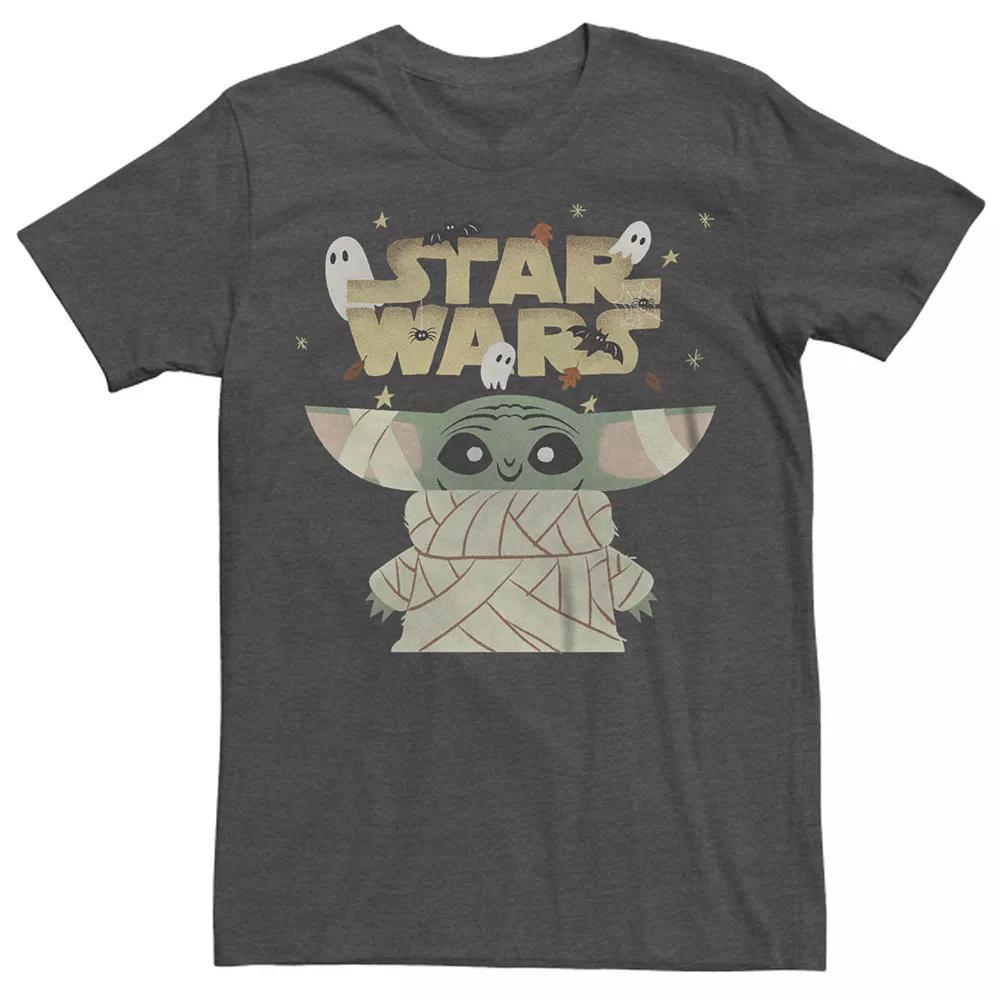 Men's The Mandalorian Mummy Child Graphic Tee, Size: 3XL Tall, Grey Heather Product Image