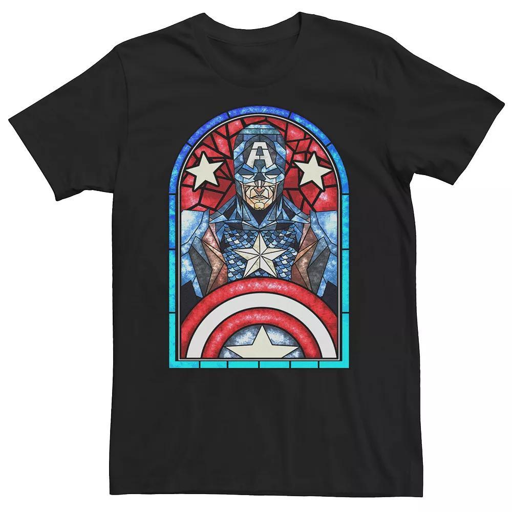 Big & Tall Marvel Captain America Avengers Stained Glass Memorial Tee, Men's, Size: 4XL, Black Product Image