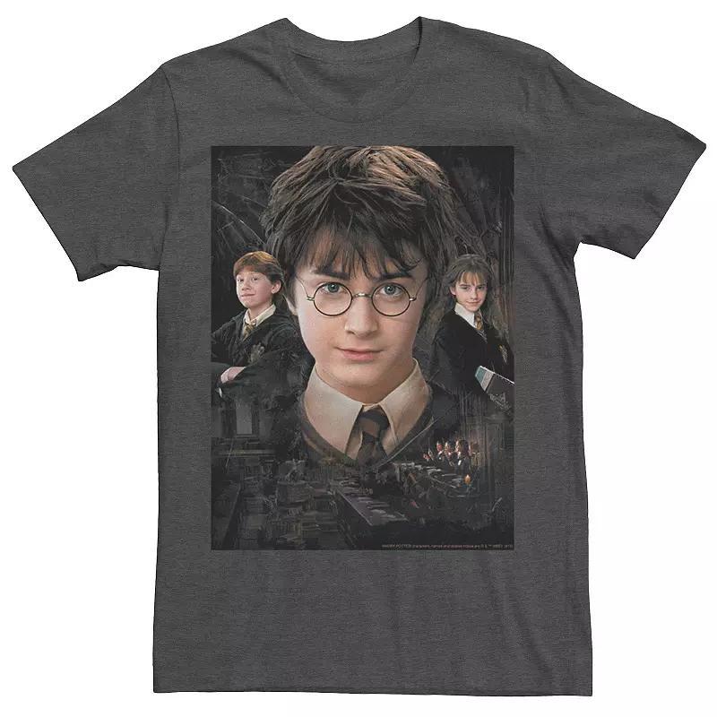 Mens Harry Potter Chamber Of Secrets Harry Ron Hermione Poster Graphic Tee Athletic Grey Product Image