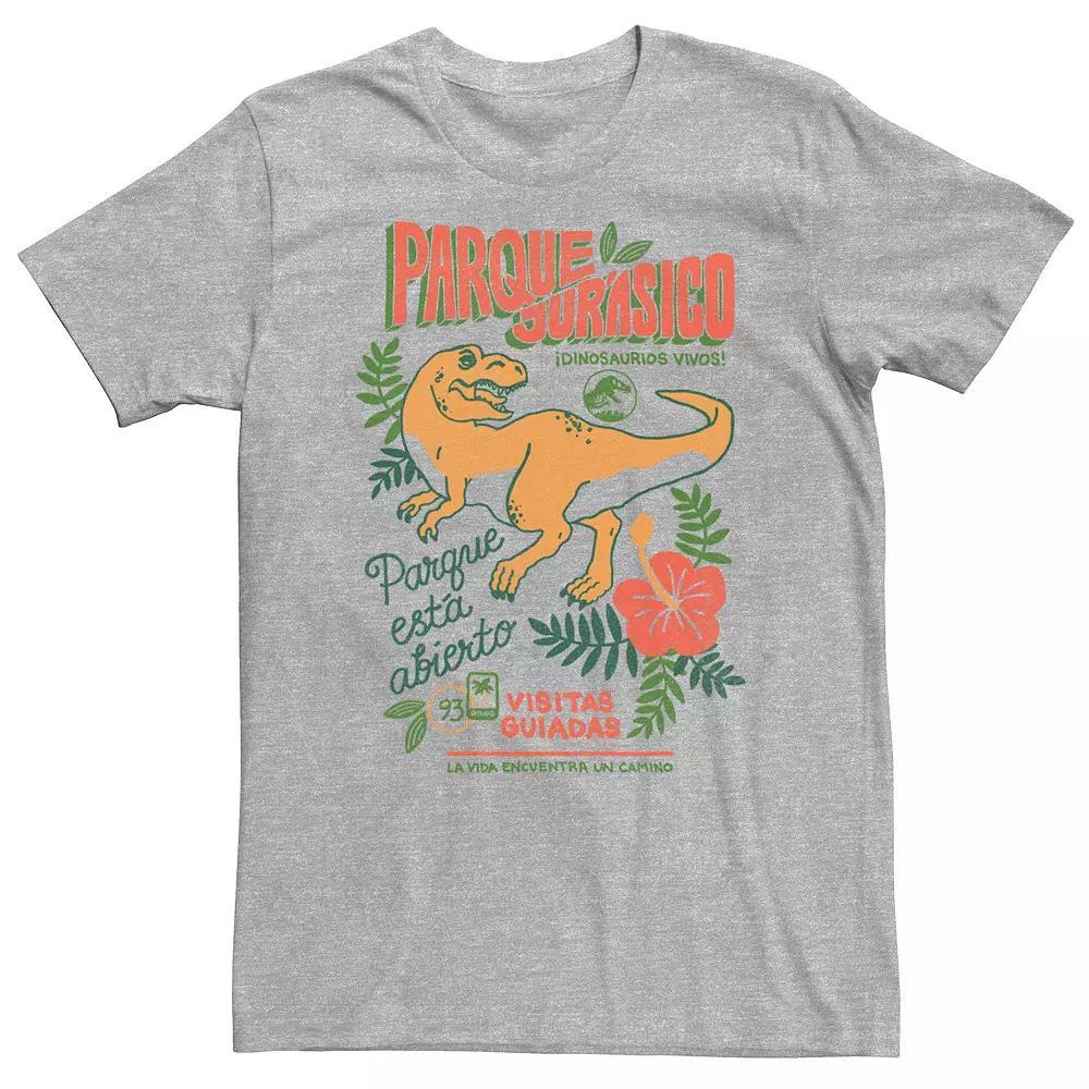 Big & Tall Jurassic Park Spanish Opening Day Poster Tee, Men's, Size: XXL Tall, Athletic Grey Product Image