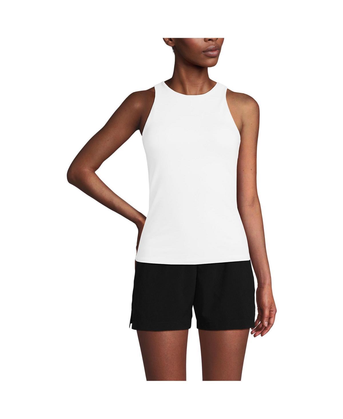 Women's Lands' End Fitted Crewneck Tank Top, Size: Medium, White Product Image