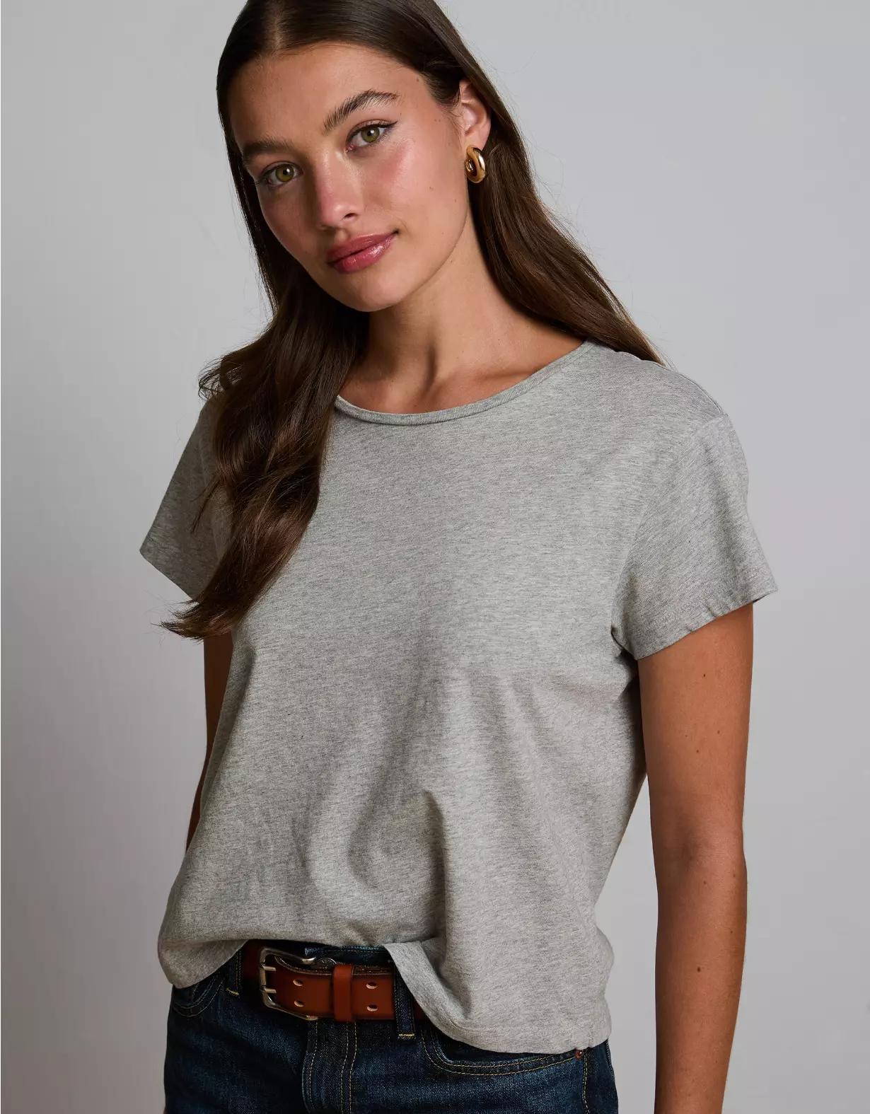 AE77 Premium Boxy Cropped Crewneck T-Shirt Product Image