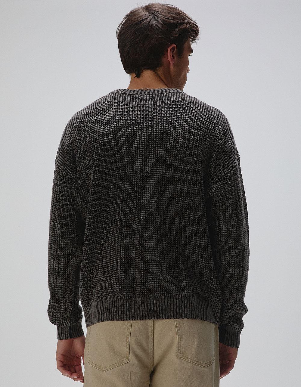 RSQ Mens Washed Cardigan Sweater - BLACK Product Image