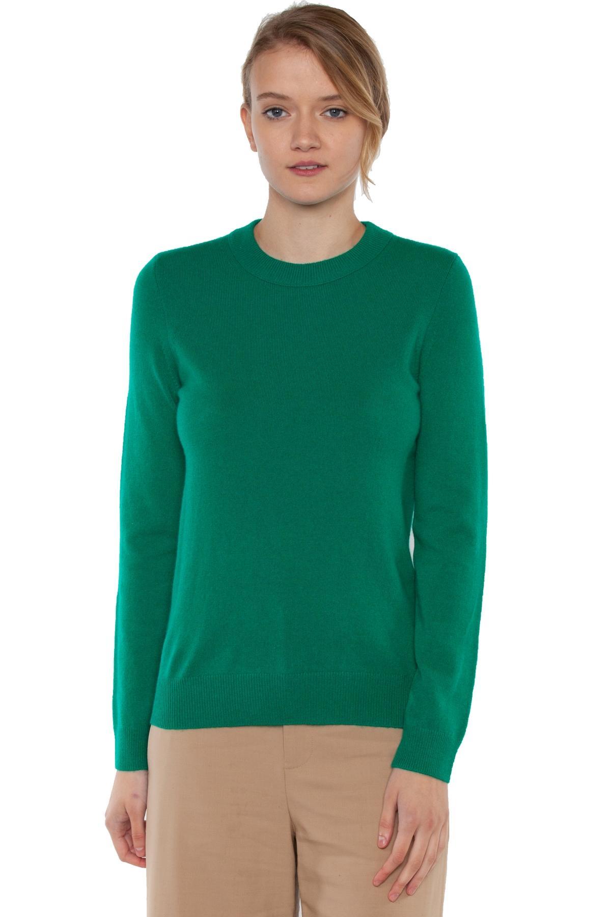 Jennie Liu Womens 100% Pure Cashmere Long Sleeve Crew Neck Pullover Sweater (1362, Lime, X-Small ) Product Image