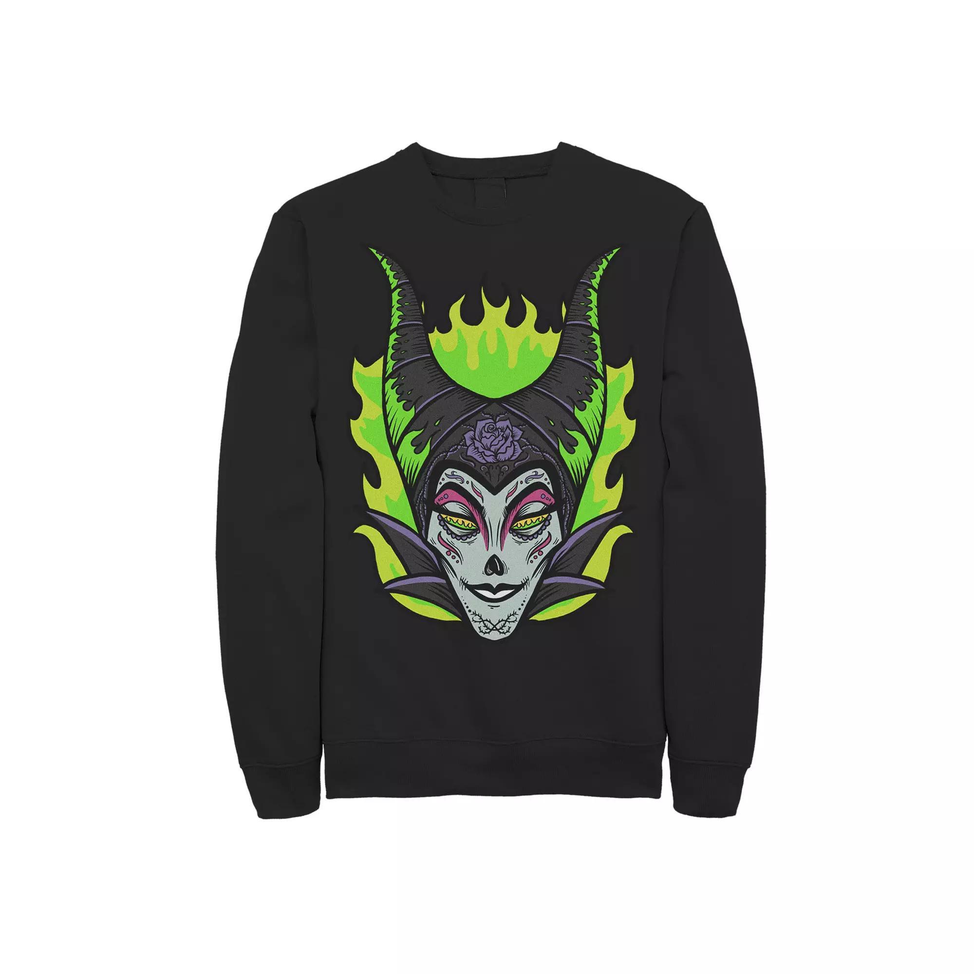 Disney's Sleeping Beauty Maleficent Men's Sugar Skull Sweatshirt, Size: Large, Black Product Image