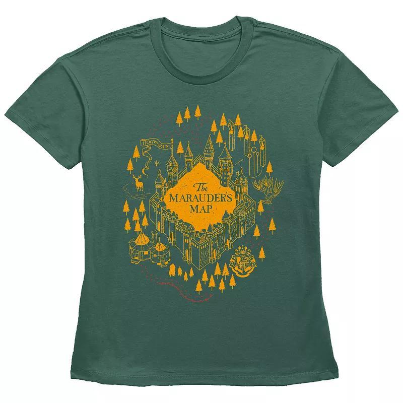 Women's Harry Potter The Marauder's Map Basic Fit Graphic Tee, Girl's, Size: Large, Green Product Image