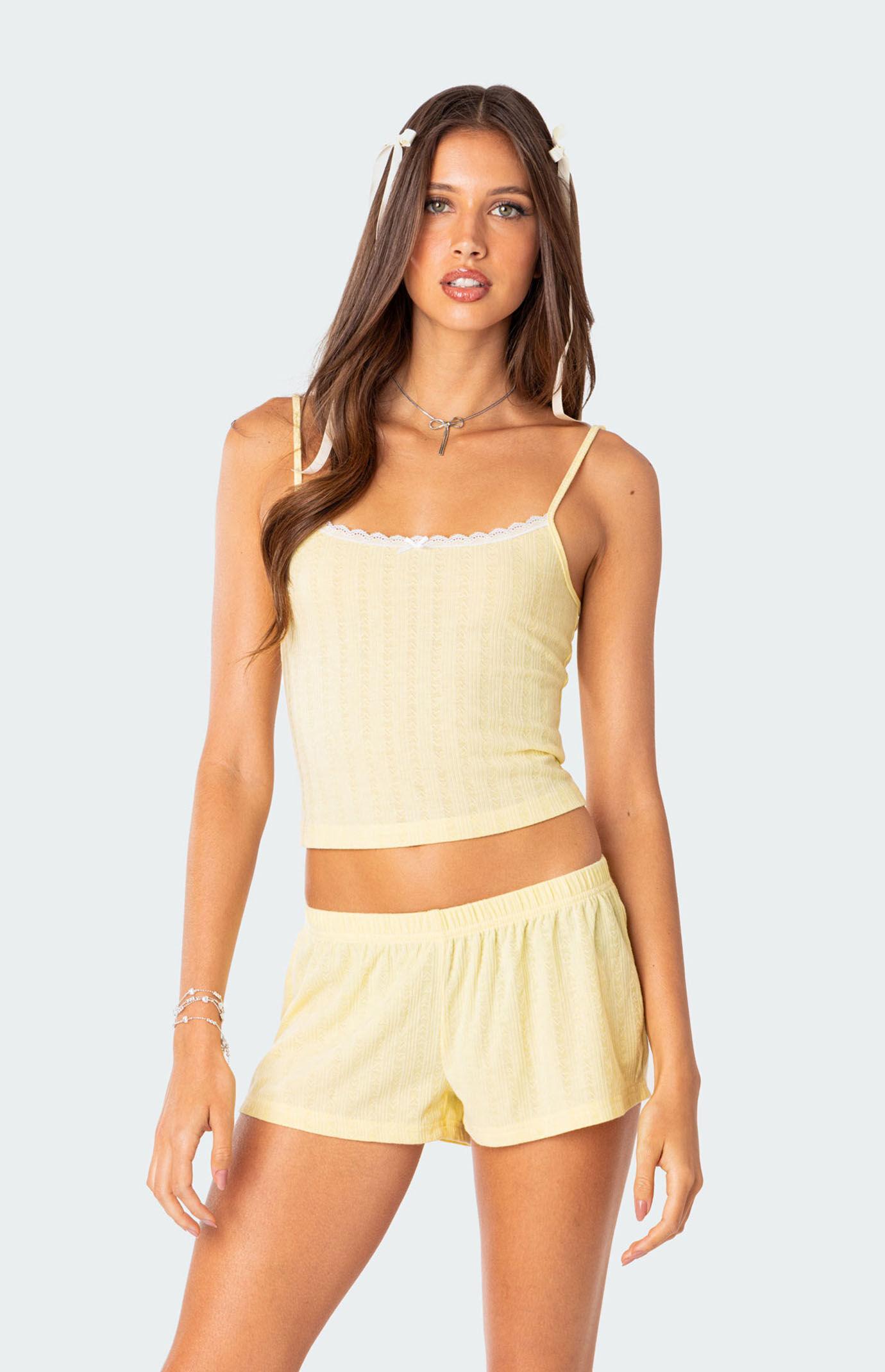 Edikted Women's Irene Low Rise Pointelle Micro Shorts Product Image