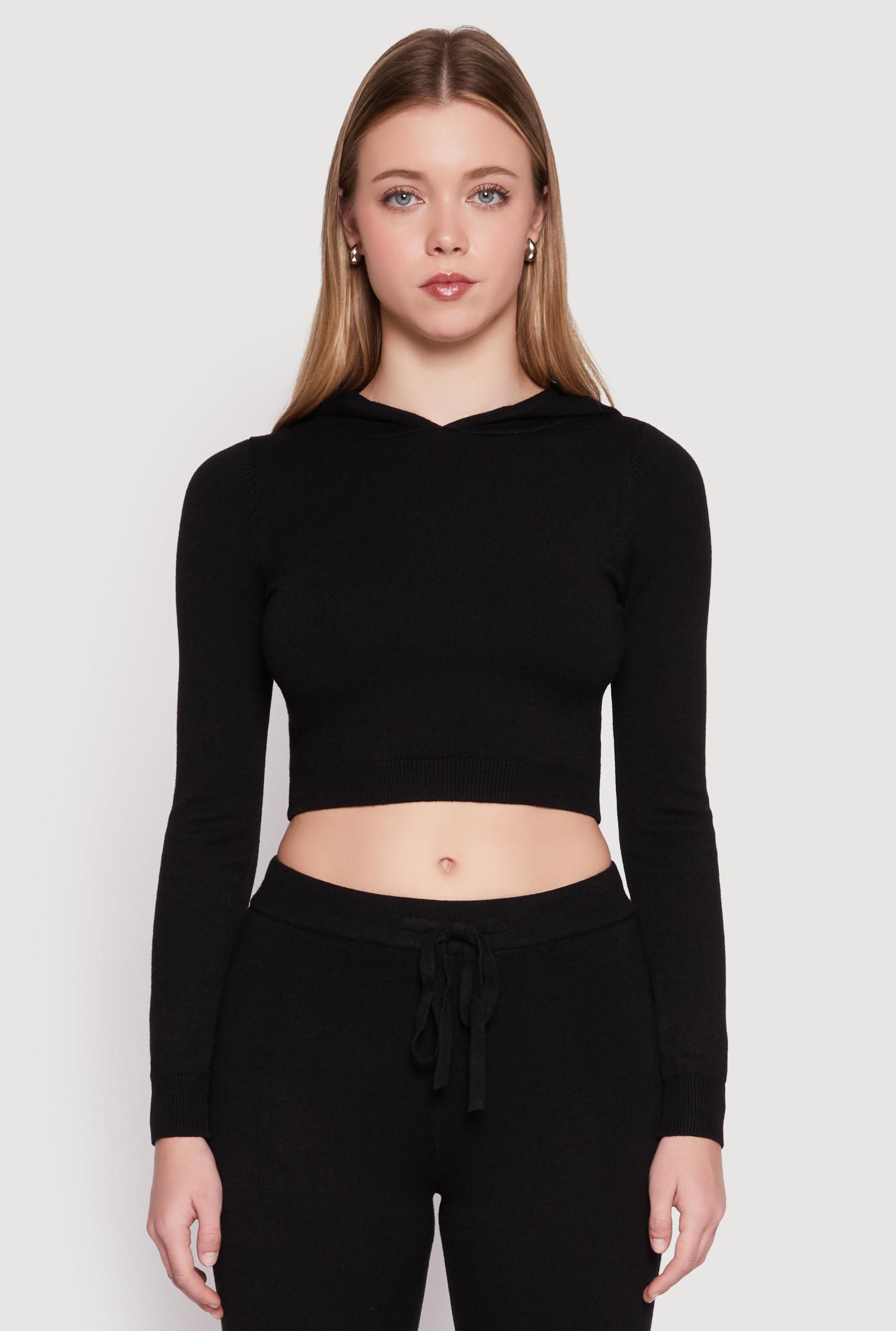 Womens Daisy Cropped Hooded Pullover Sweater Product Image