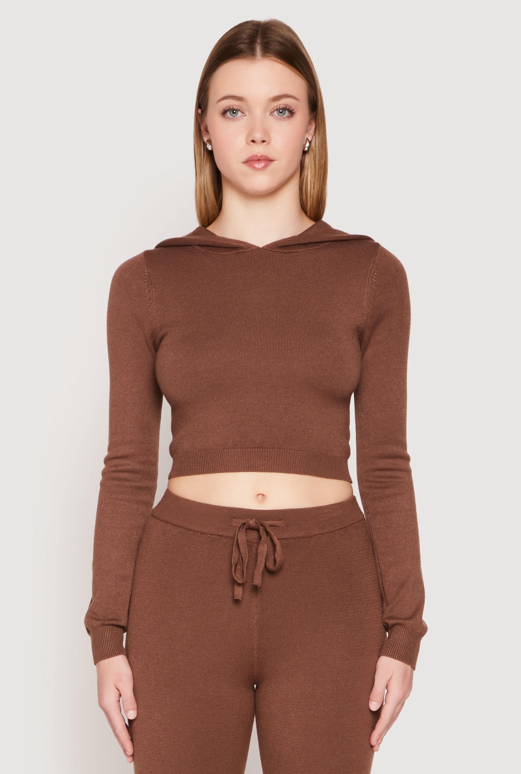 Womens Daisy Cropped Hooded Pullover Sweater Product Image