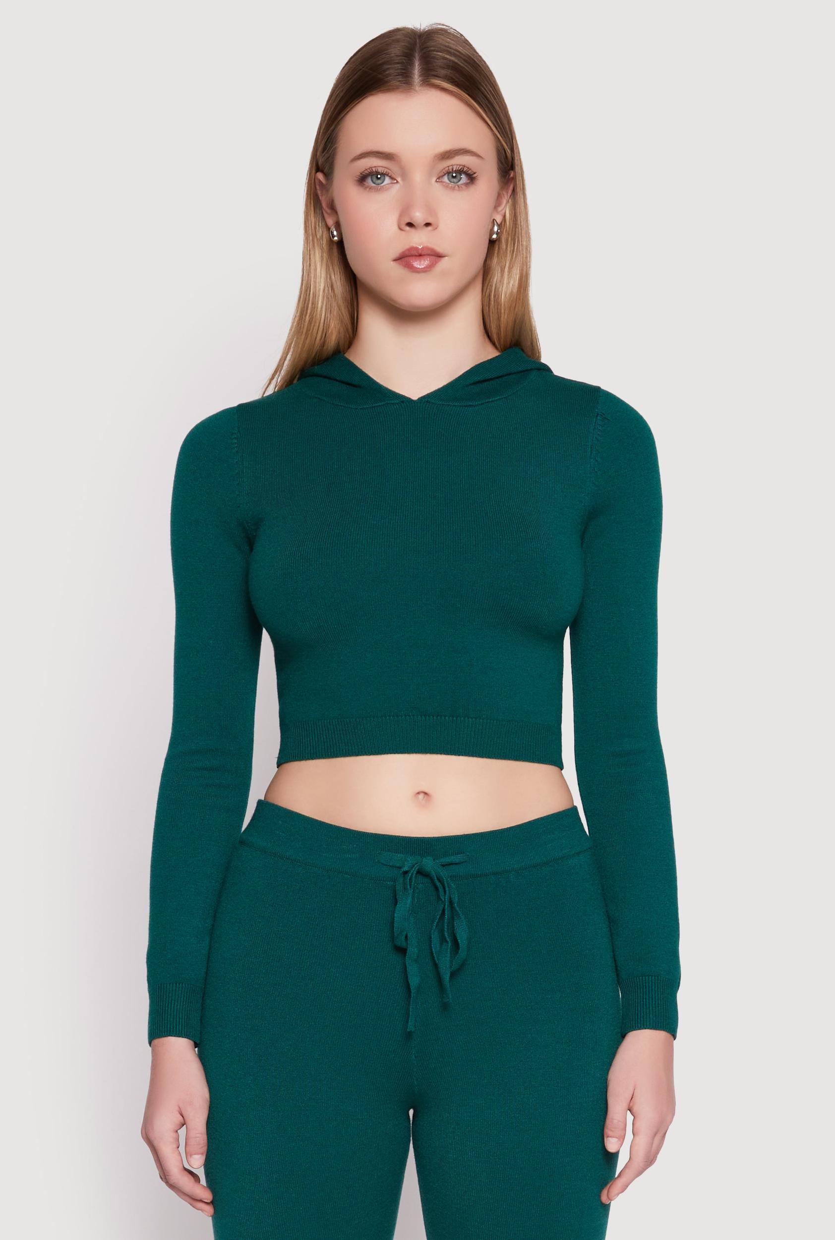 Womens Daisy Cropped Hooded Pullover Sweater Product Image