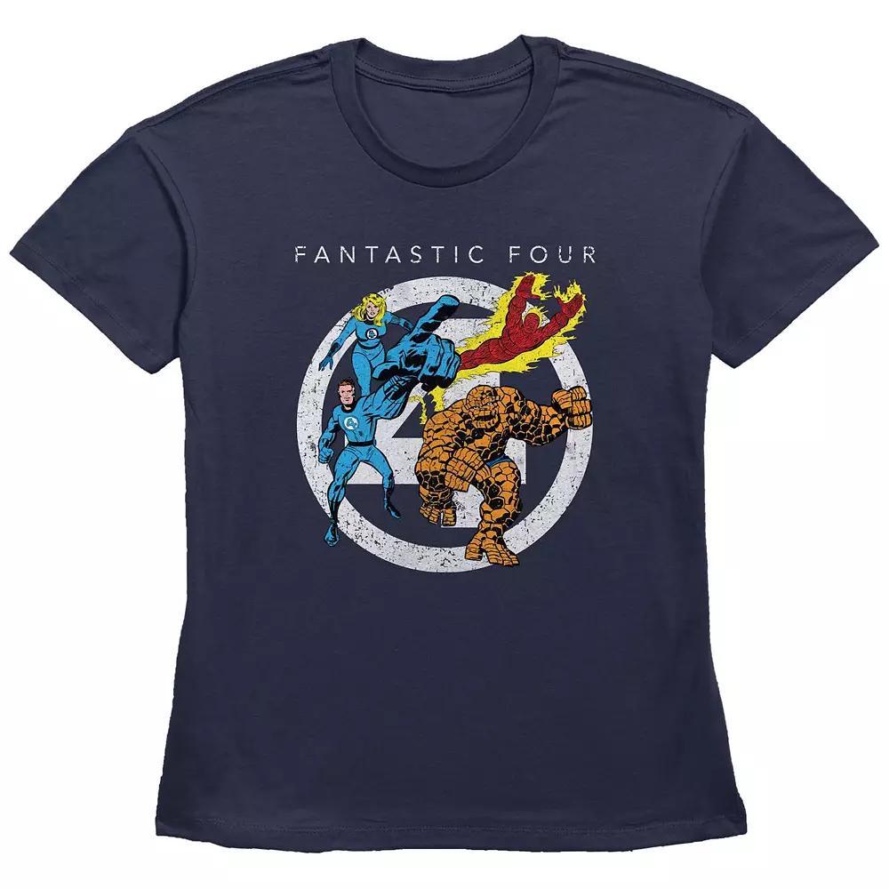 Women's Marvel Fantastic Four Classic Poster Graphic Tee, Size: Small, Blue Product Image