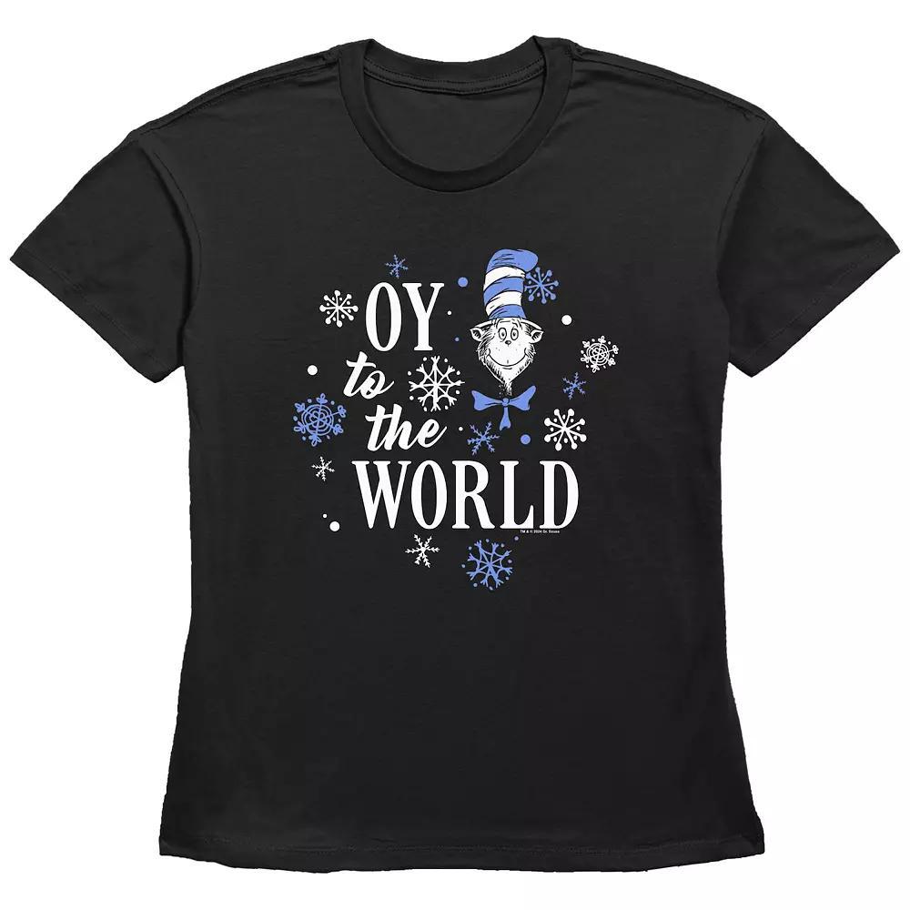 Womens Dr. Seuss The Cat In The Hat Oy To The World Graphic Tee Product Image