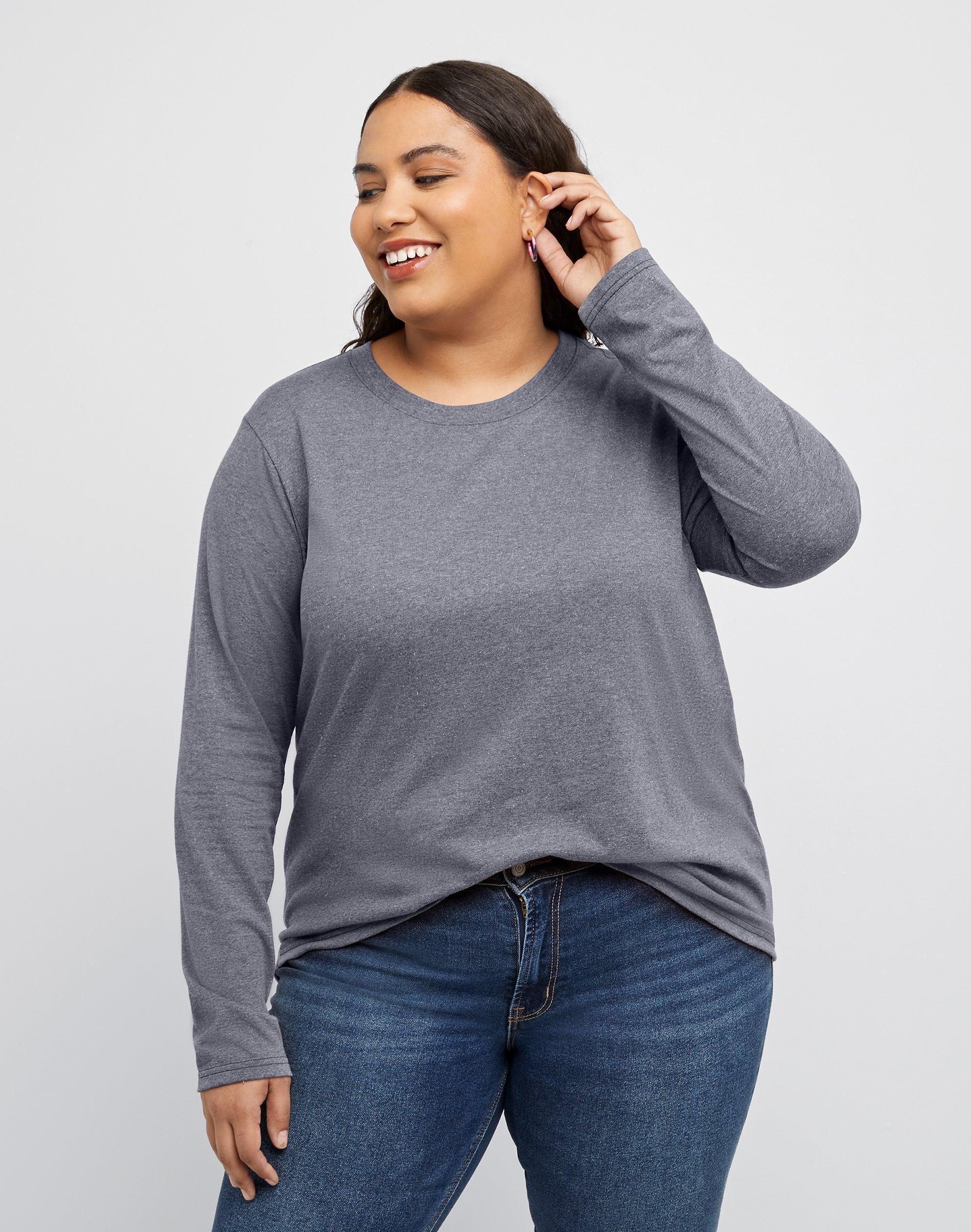 Hanes Originals Womens Tri-Blend Long-Sleeve T-Shirt (Plus Size) Eco White 3X Product Image