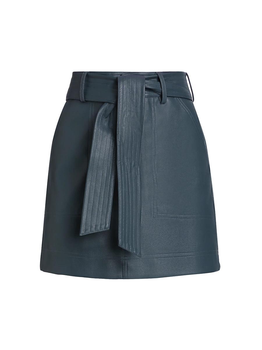 Womens Vallie Faux-Leather Belted Miniskirt Product Image