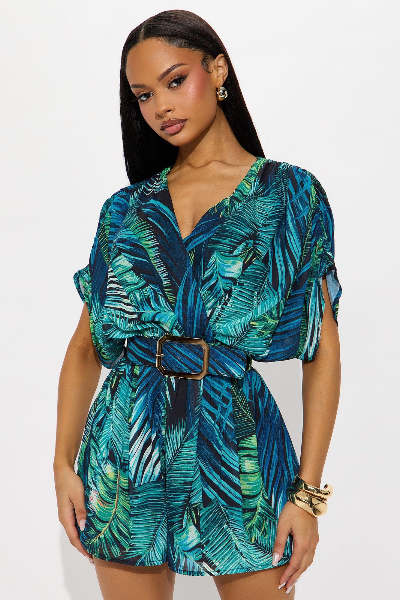 Tropical Breeze Romper - Green/combo Product Image