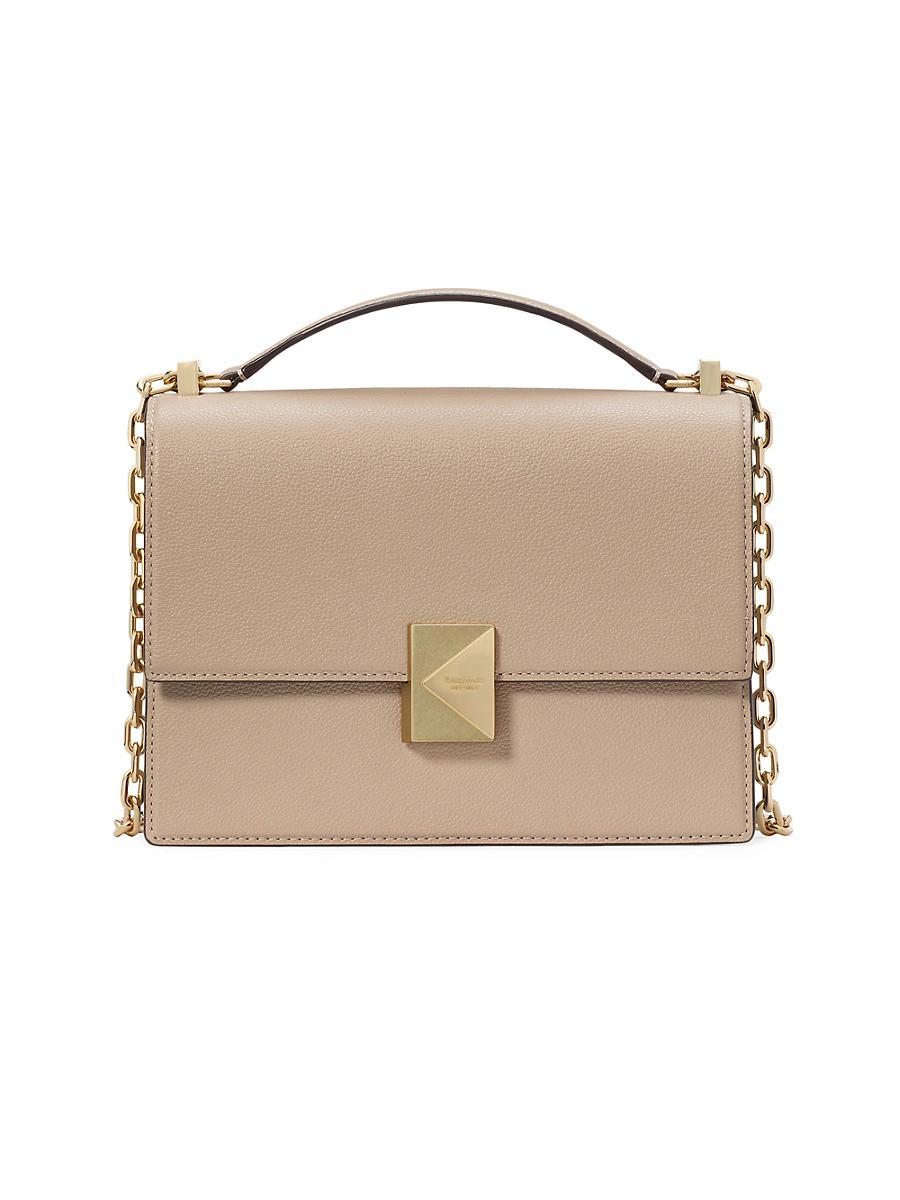 Womens Deco Pebbled Leather Chain Shoulder Bag Product Image