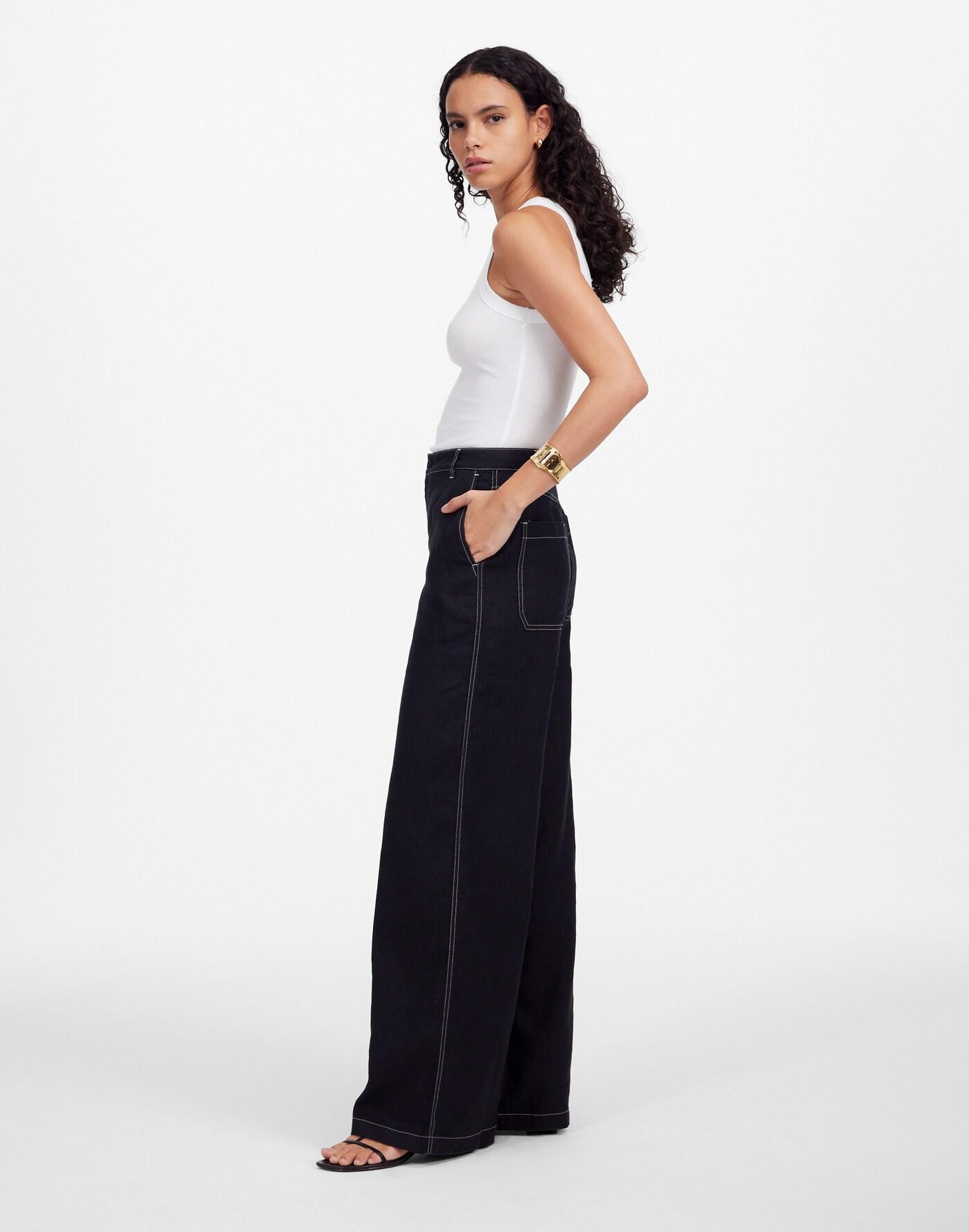 The Zoe Relaxed Wide Pant in 100% Linen Product Image