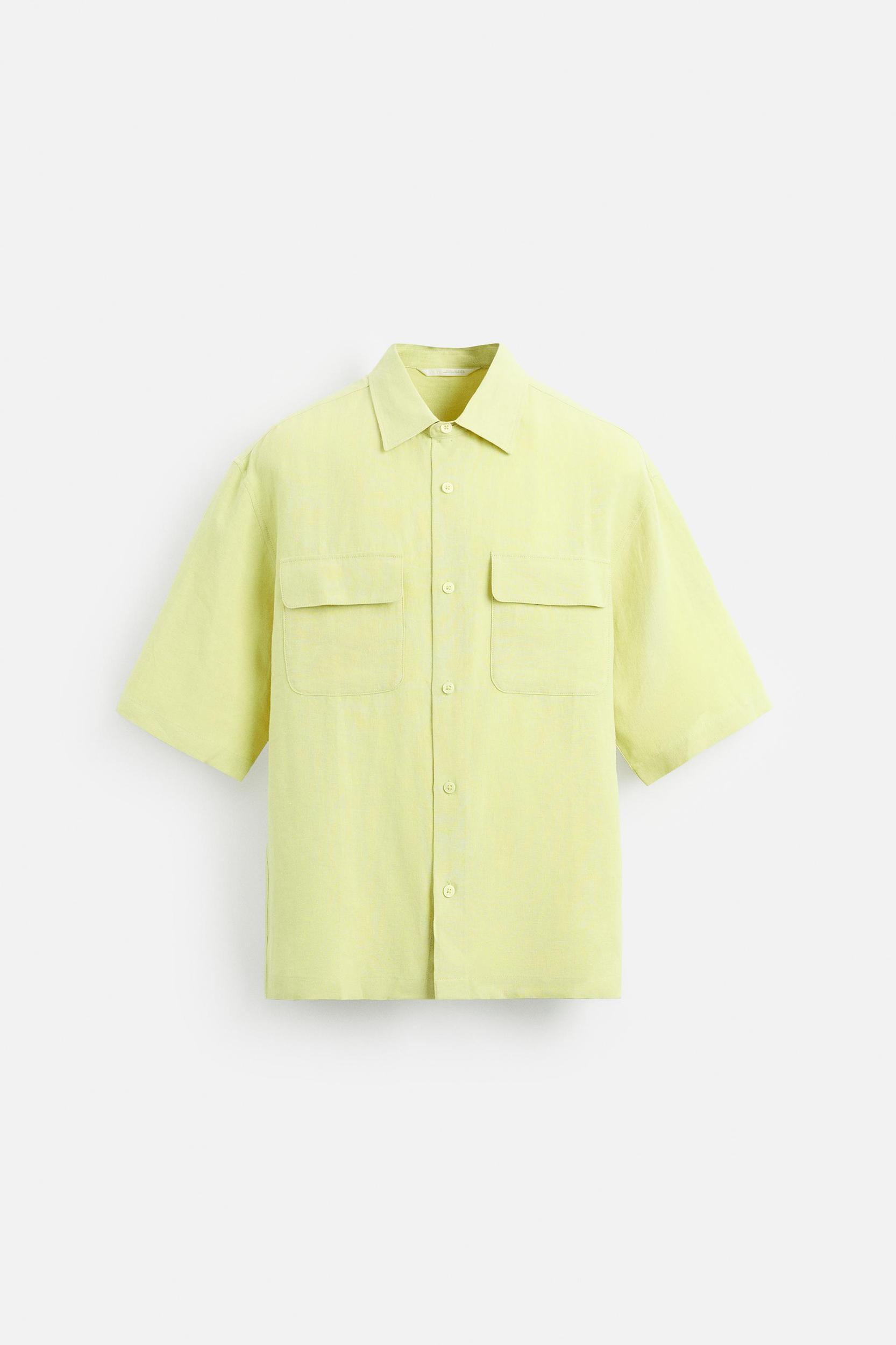 100% LINEN POCKET SHIRT Product Image