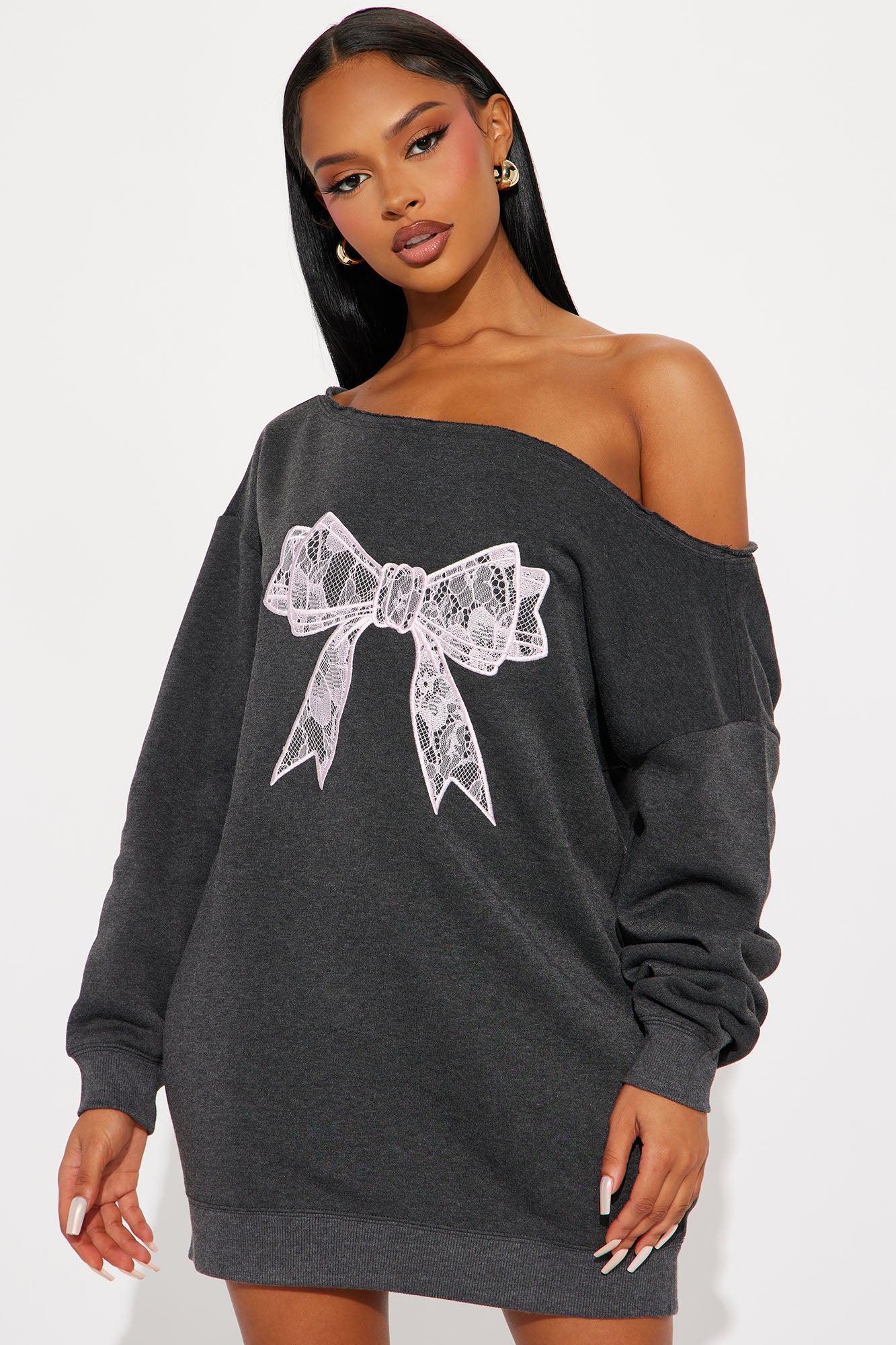 Lilou Sweater Mini Dress - Charcoal/combo Product Image