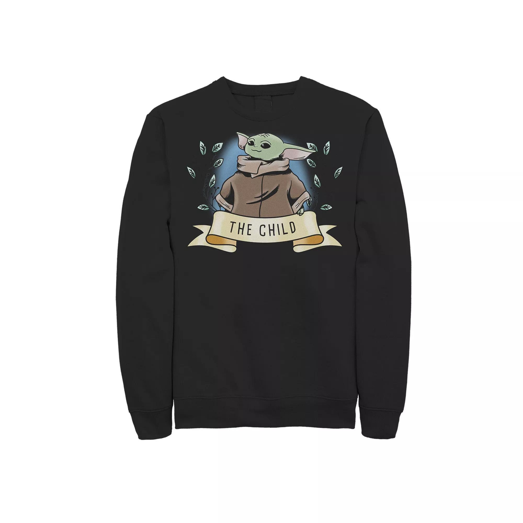 Men's Star Wars The Mandalorian The Child Banner Portrait Sweatshirt, Size: XXL, Black Product Image