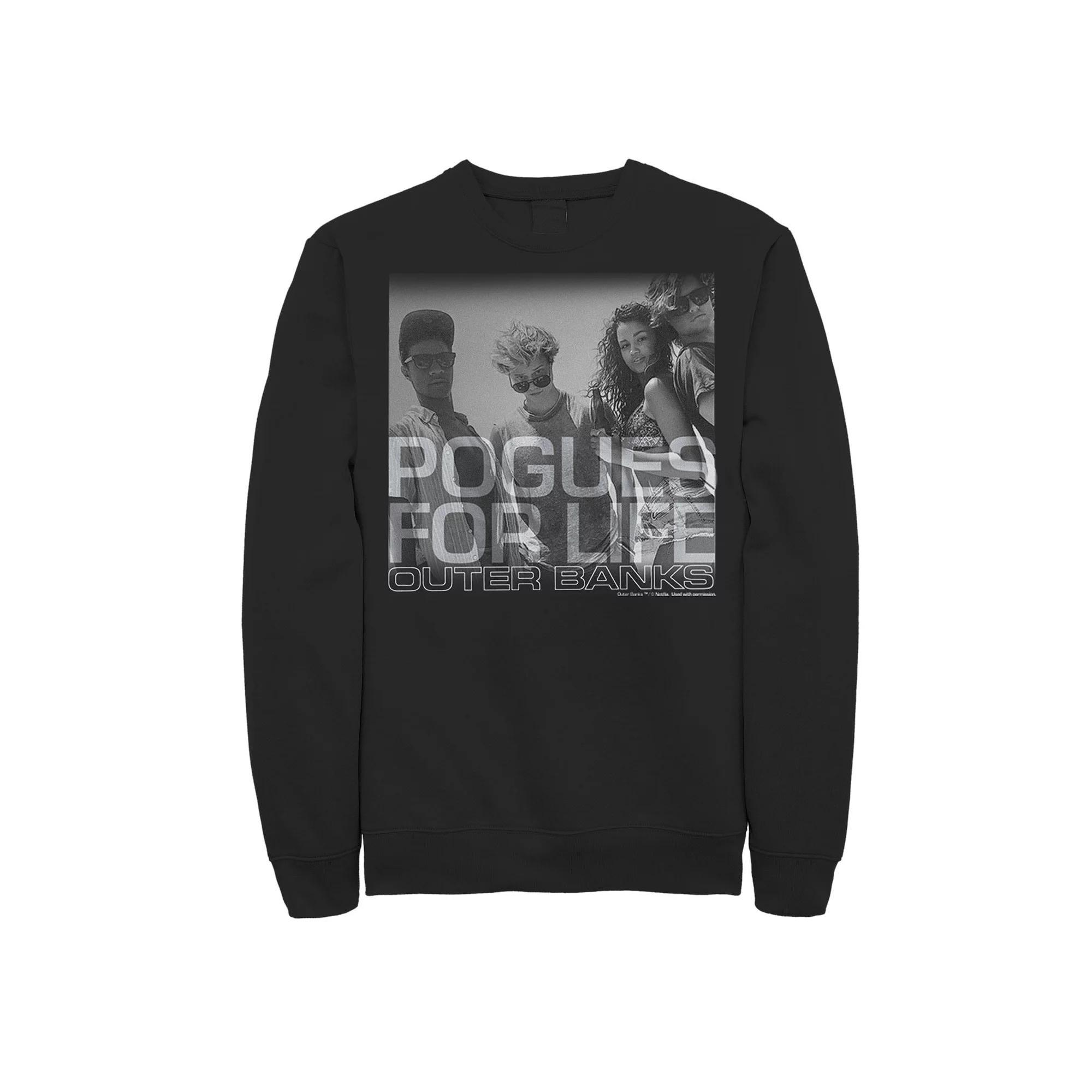 Men's Outer Banks Pogues For Life Sweatshirt, Boy's, Size: Medium, Black Product Image