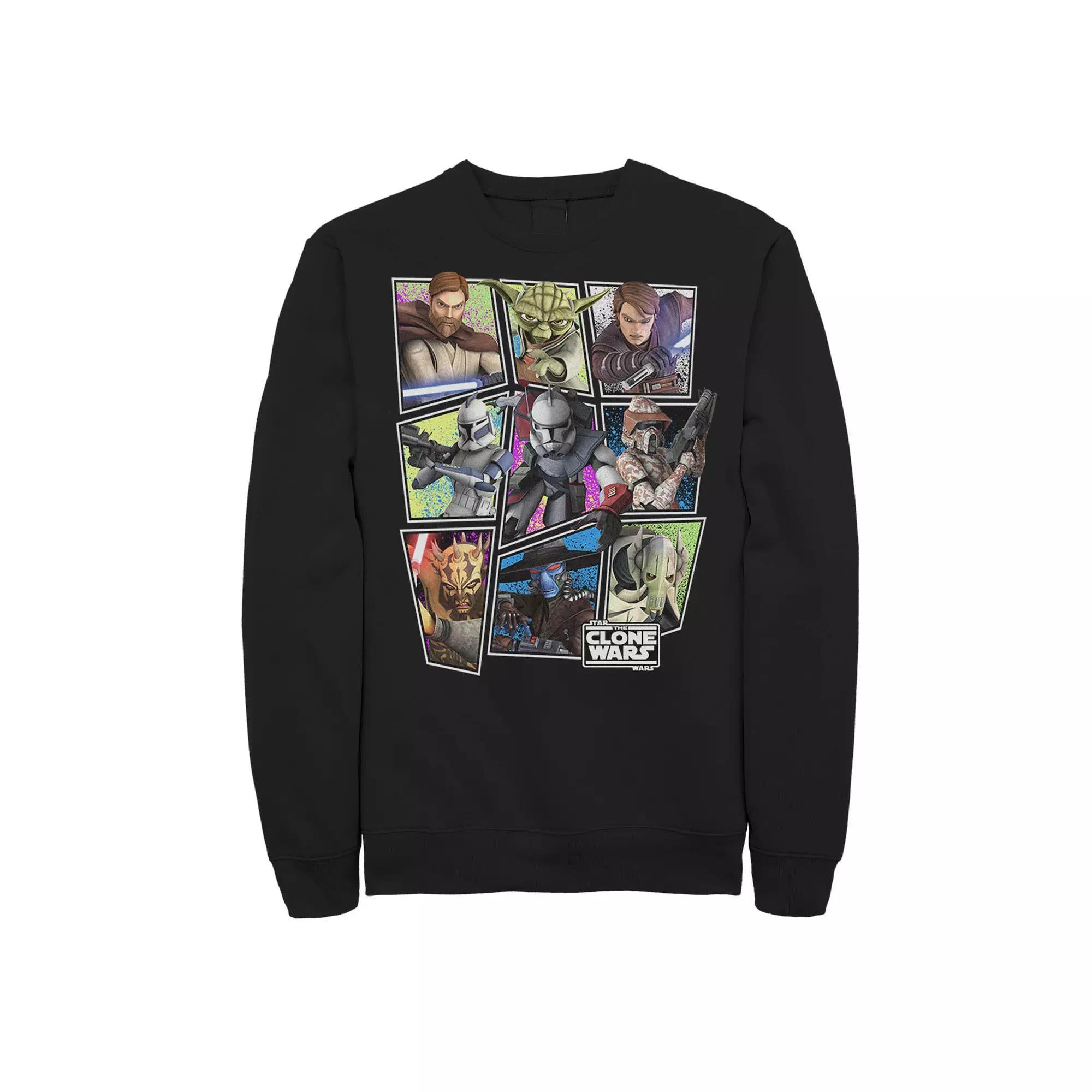 Men's Star Wars Clone Wars Square Group Photos Sweatshirt, Size: Medium, Black Product Image