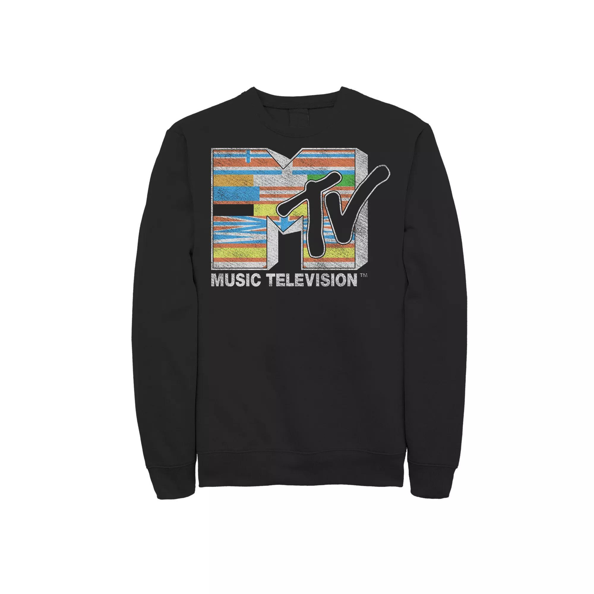Men's MTV Flag MTV Sweatshirt, Size: XXL, Black Product Image