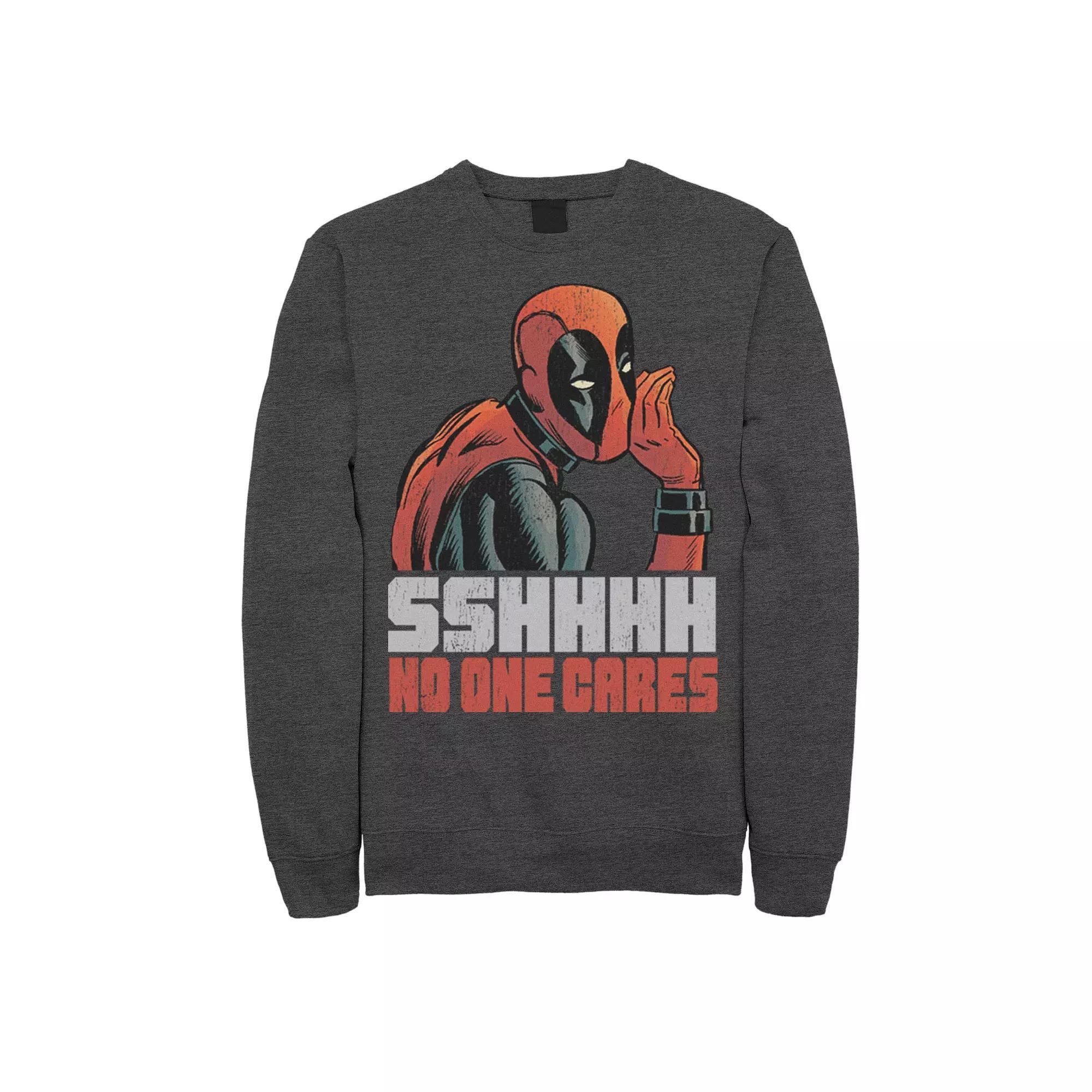 Men's Marvel Deadpool SSHHHH No One Cares Whisper Sweatshirt, Size: Large, Blue Product Image