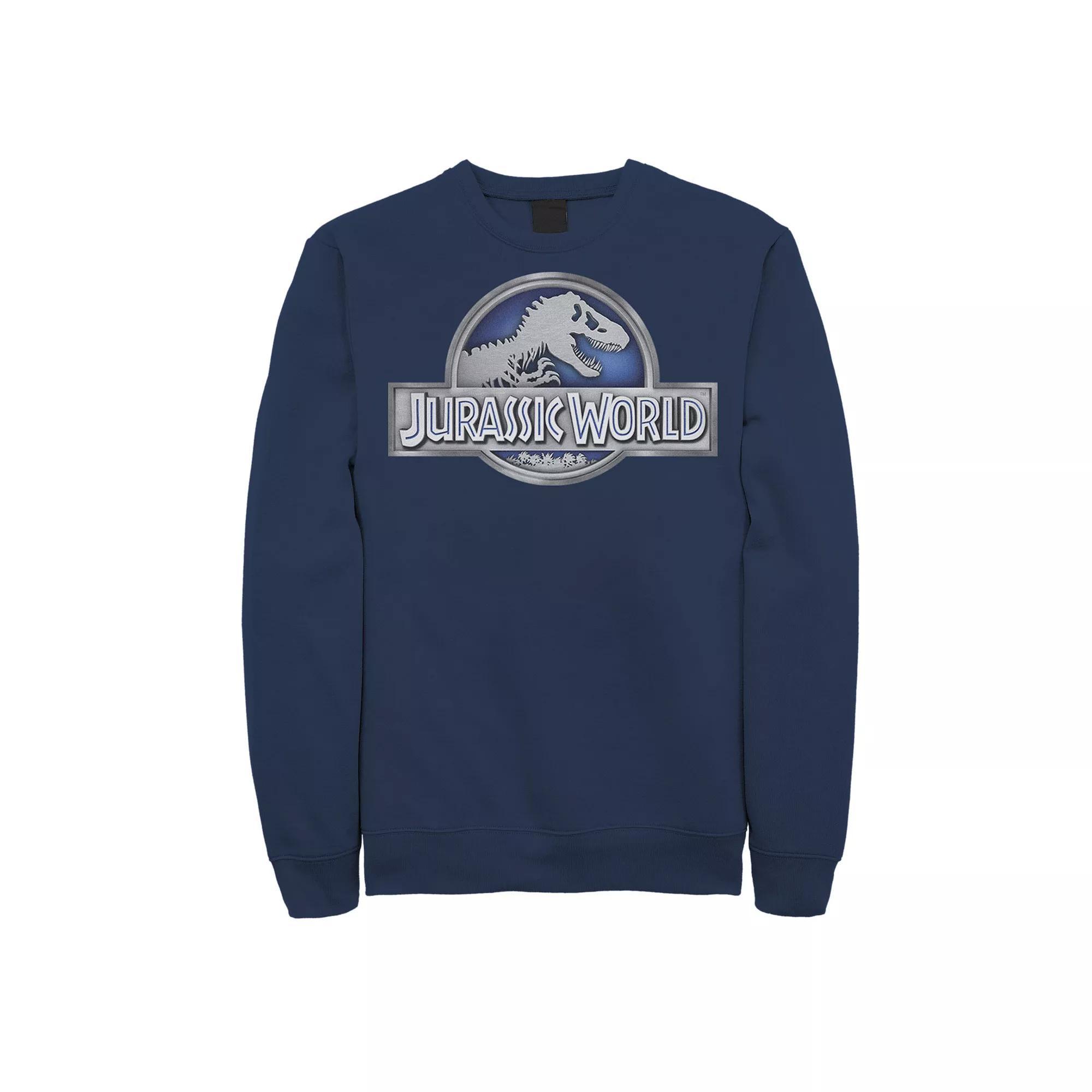 Mens Jurassic World Classic Blue Glow Fossil Logo Fleece Pullover Product Image