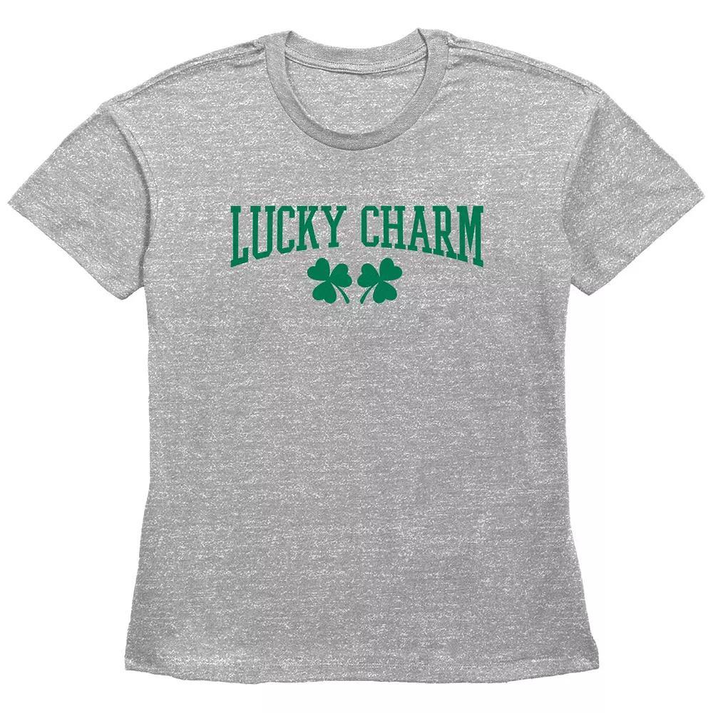 Women's Lucky Charm Graphic Tee, Girl's, Size: Small, Grey Gray Product Image