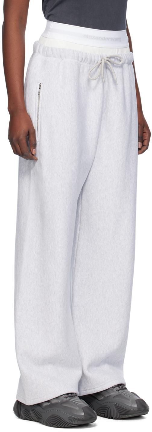 ALEXANDER WANG T Gray Wide-leg Sweatpants In Light Heather Grey Product Image
