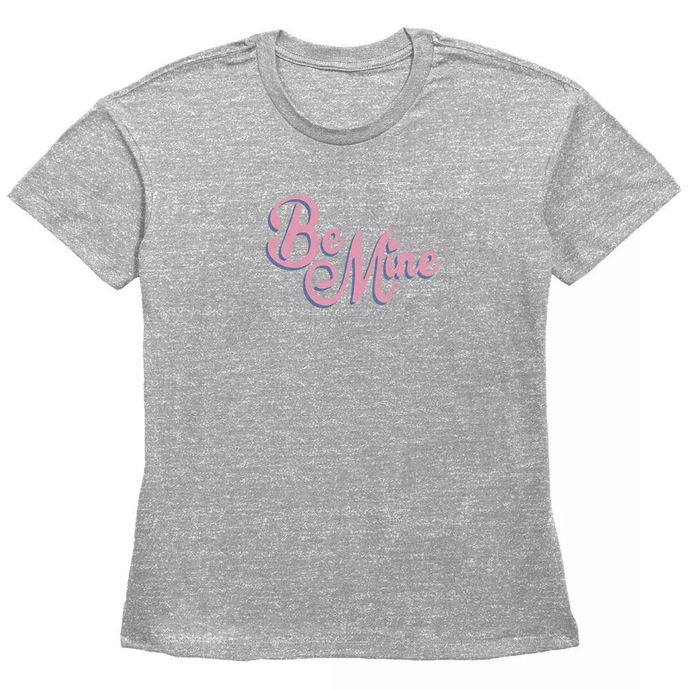 Women's Be Mine Basic Fit Graphic Tee, Girl's, Size: XS, Grey Gray Product Image