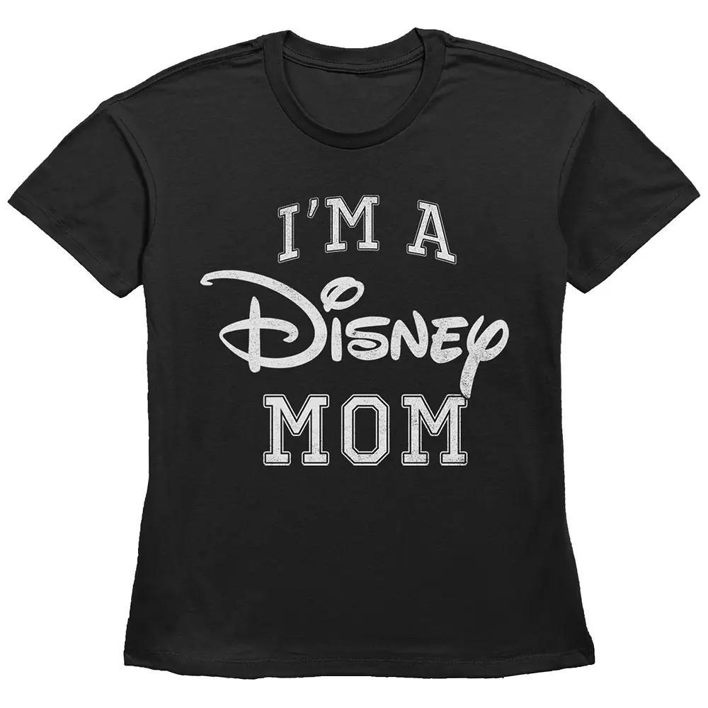 Disney's I'm A Disney Mom Varsity Style Basic Fit Women's Graphic Tee, Size: Small, Grey Gray Product Image