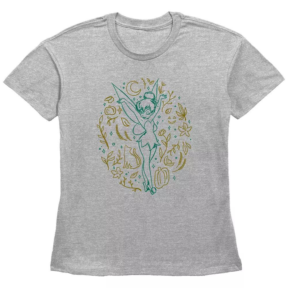 Disney's Tinker Bell Fall Icons Women's Graphic Tee, Size: XL, Grey Gray Product Image
