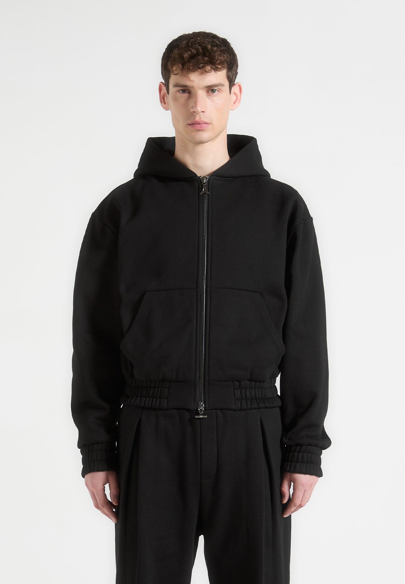 Éternel Cropped Zip Hoodie - Black Male Product Image