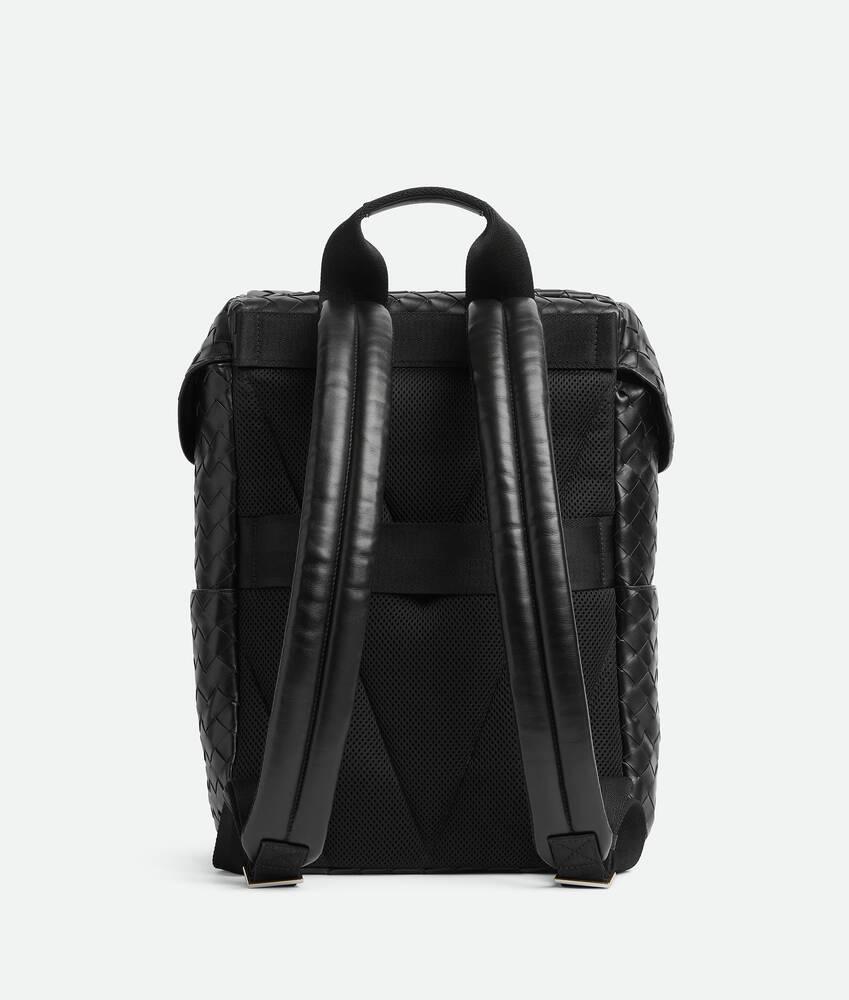 Men's Intrecciato Flap Backpack in Black Product Image