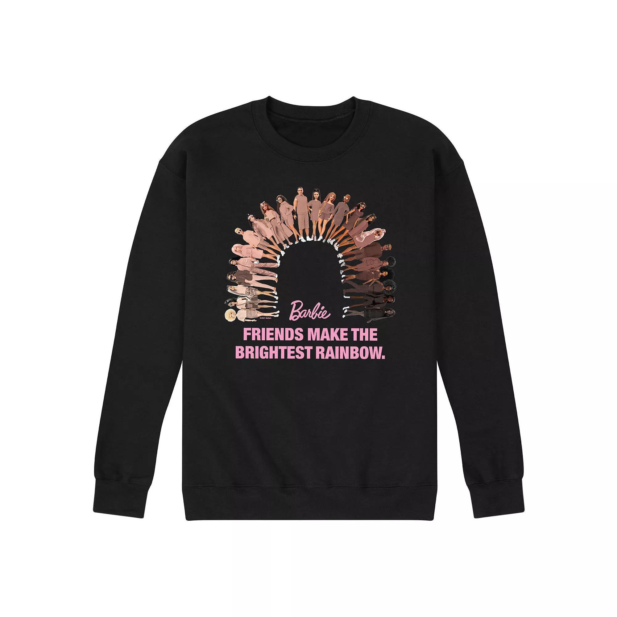 Mens Barbie Friends Make the Brightest Rainbow Long Sleeve Graphic Sweatshirt Product Image