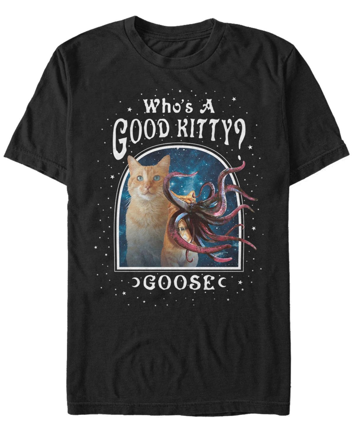 Men's Marvel Captain Marvel Who's A Good Kitty Goose Cosmic Portrait Graphic Tee, Size: 3XL, Black Product Image