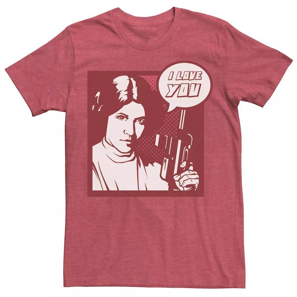 Men's Star Wars Princess Leia "I Love You" Pop Art Tee, Size: 3XL, Red Grey Product Image