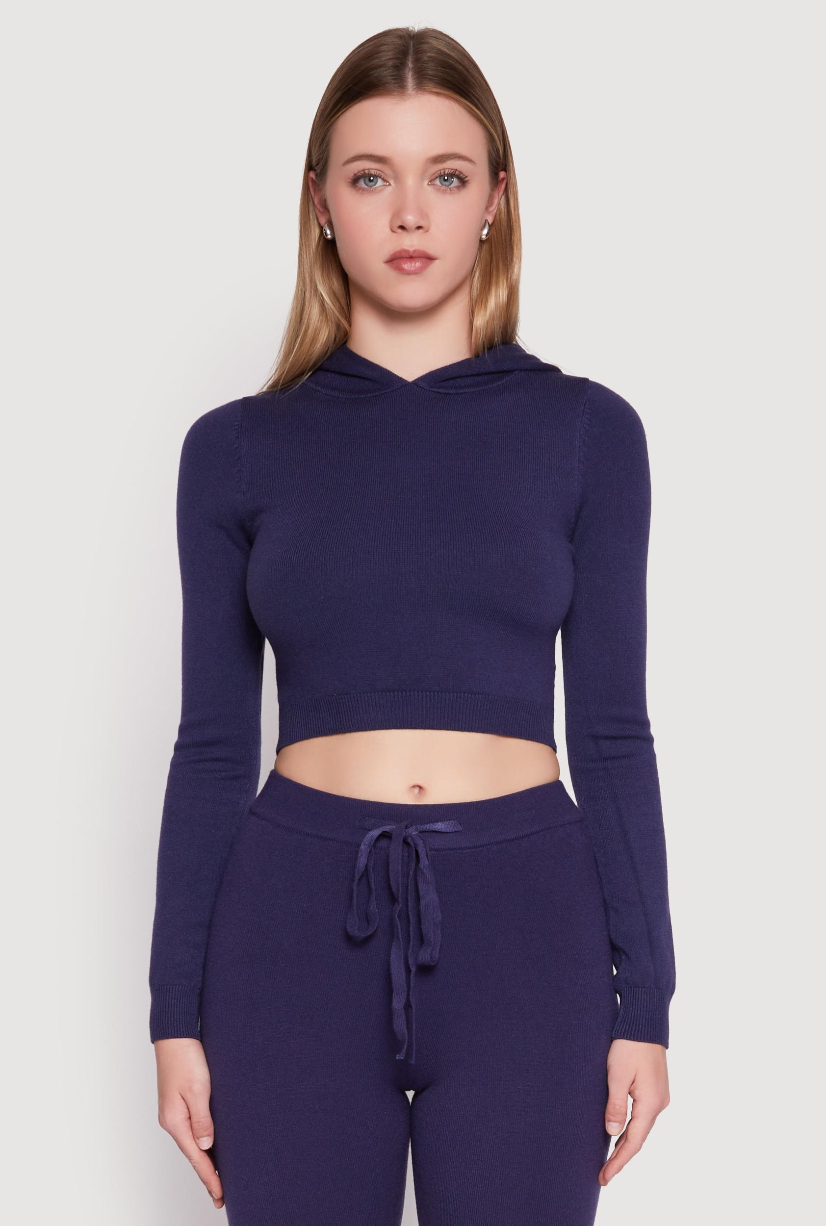 Womens Daisy Cropped Hooded Pullover Sweater Product Image