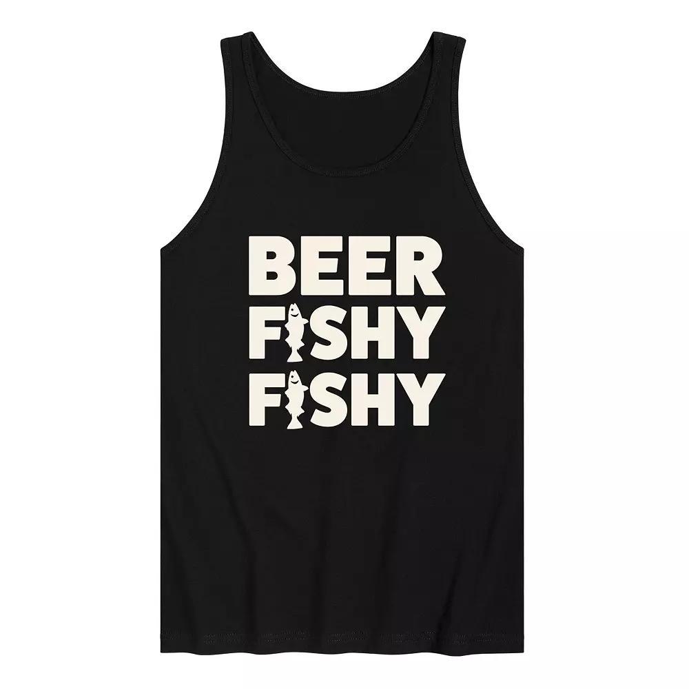 Men's Beer Fishy Fishy Graphic Tank Top, Size: XXL, Black Product Image