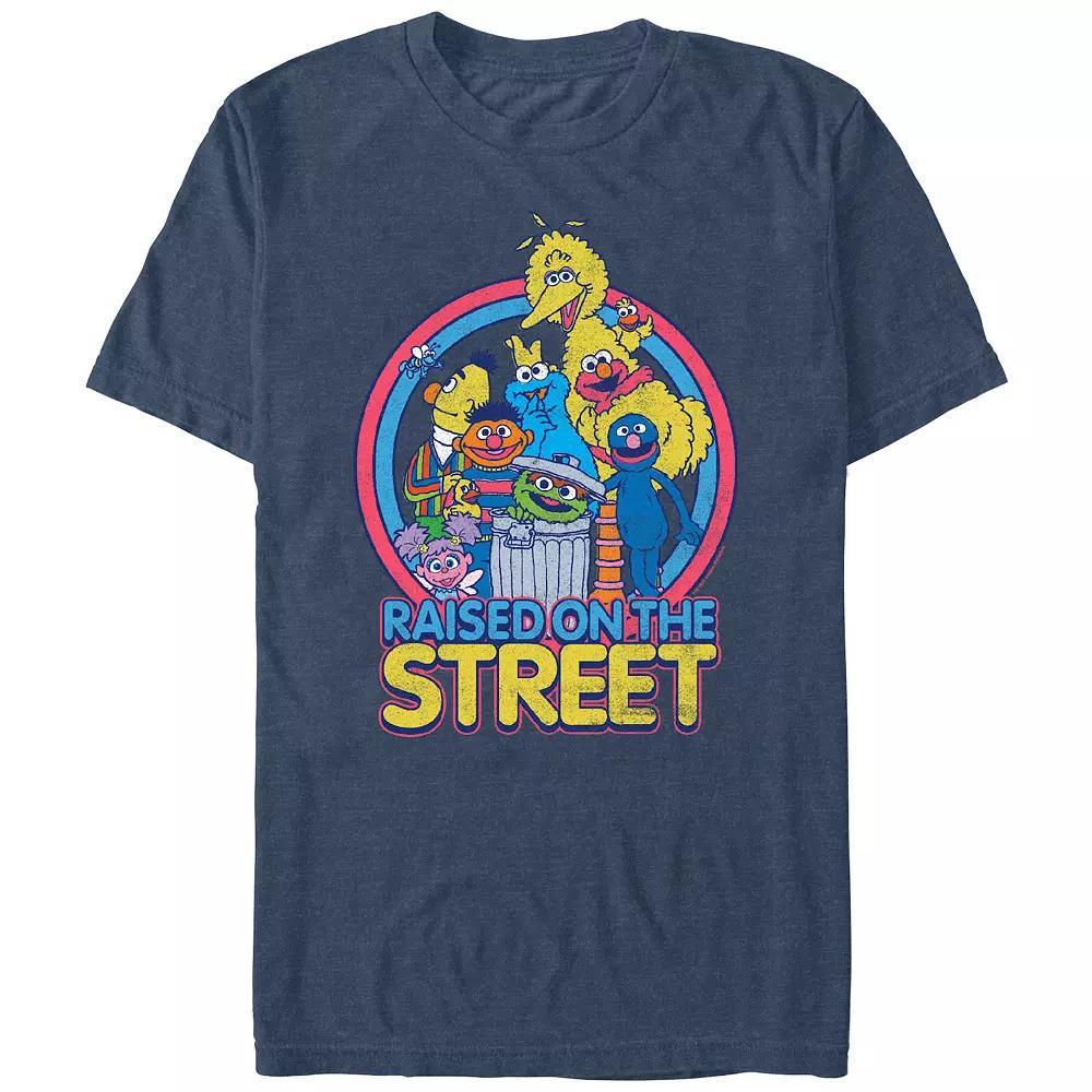 Men's Sesame Street Raised On The Street Graphic Tee, Size: Medium, Navy Grey Product Image