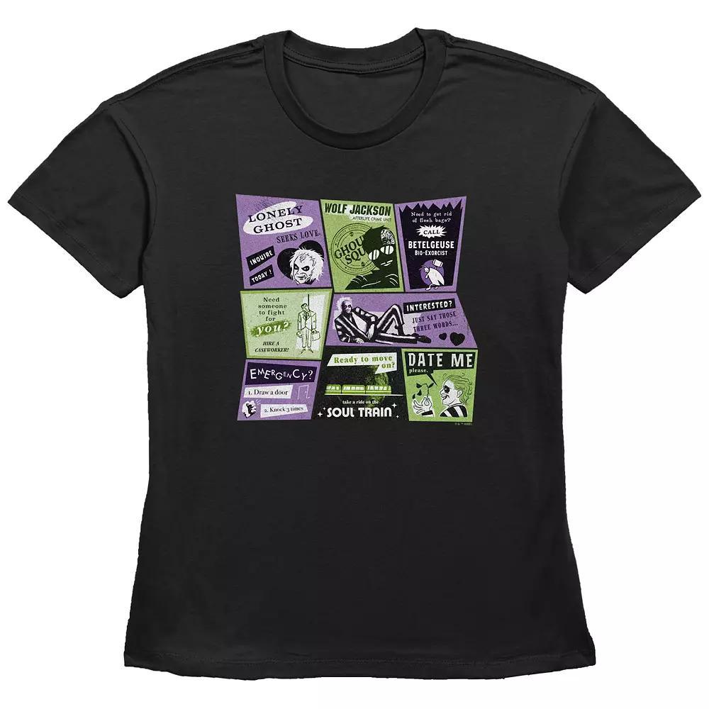 Women's Beetlejuice 2 Classified Ads Graphic Tee, Size: Large, Black Product Image