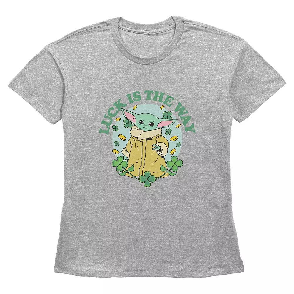 Women's Star Wars The Mandalorian The Child Luck Is The Way Graphic Tee, Size: Large, Grey Gray Product Image