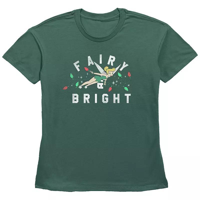 Disney's Tinker Bell Juniors' Fairy & Bright Graphic Tee, Girl's, Size: Large, Green Product Image